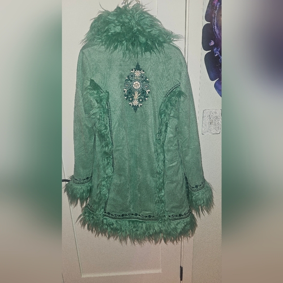 Spell Joplin Jacket Teal Fur Afghan Penny Lane Coat - Picture 6 of 12